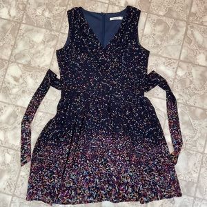 Goldkid London Navy Tie Dress with Colorful Detail and V neck Size S/M